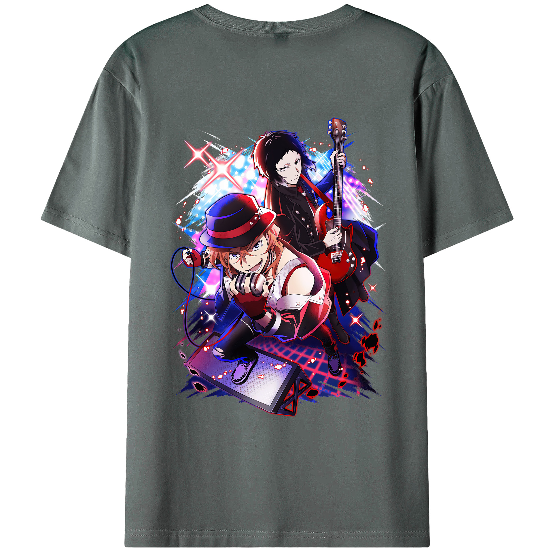 （画像用） 文豪ストレイドッグス Bungo Stray Dogs 綿100％ メンズ半袖Tシャツ（バックプリント） 通気性
